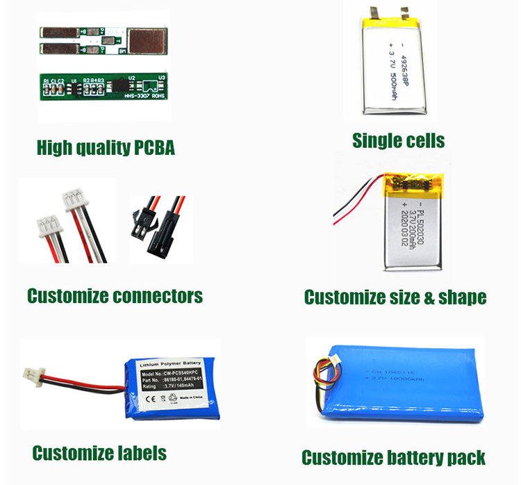 3.7V Li Polymer Battery Thickness From 4.0mm to 4.9mm