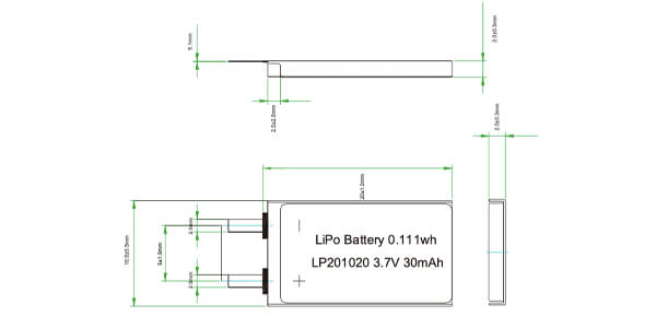li Polymer battery cell without pcm and wires